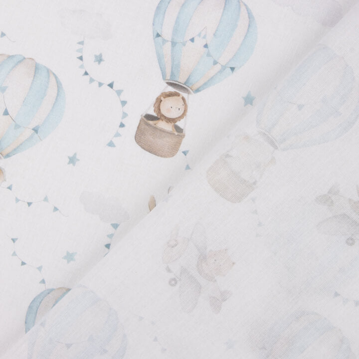 Blue Balloons and Aeroplanes Printed Percale - Ribes y Casals
