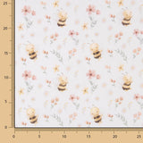 Percale printed with a pattern of bees and flowers - Ribes y Casals