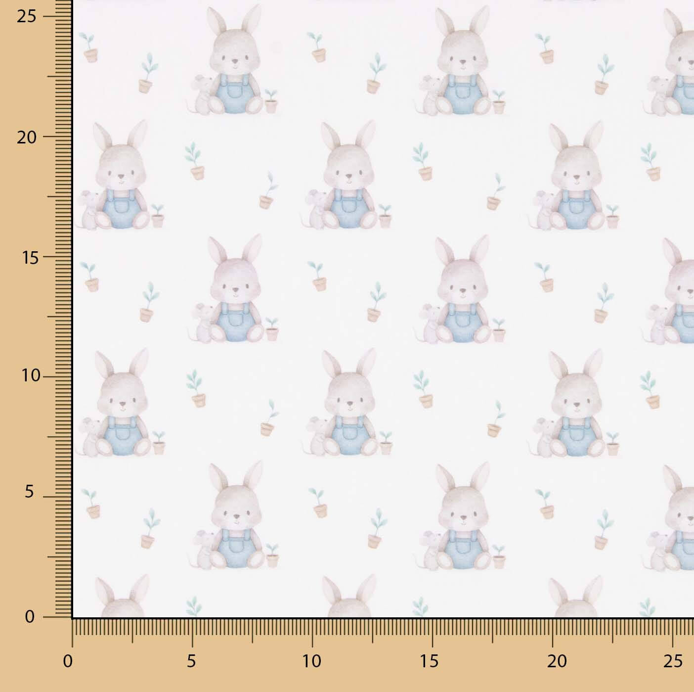 Blue Bunny-Printed Percale - Ribes y Casals