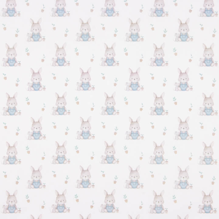 Blue Bunny-Printed Percale - Ribes y Casals