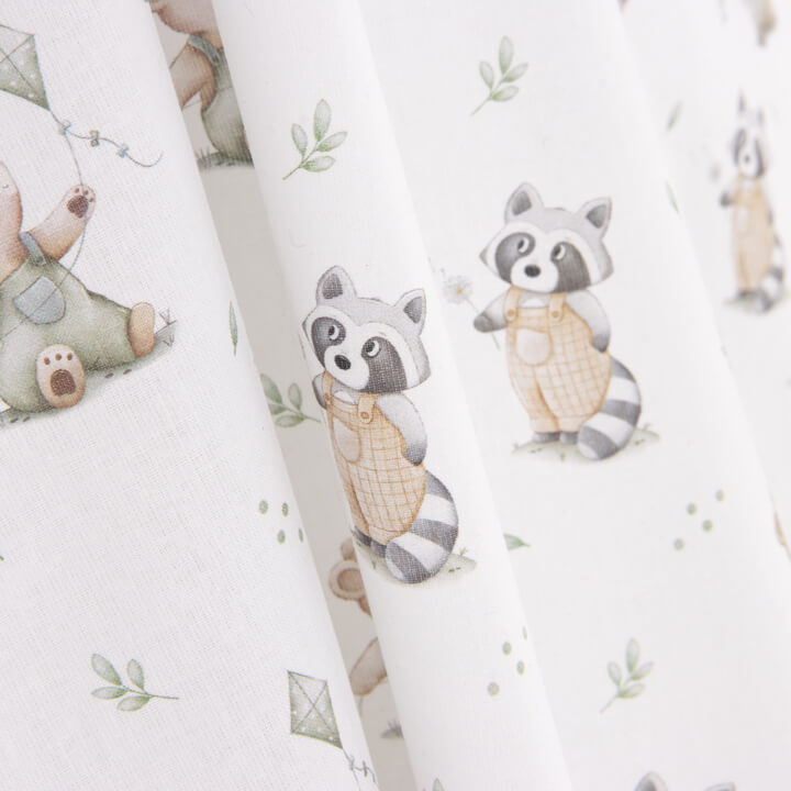 Printed Bear and Raccoon Percale - Ribes y Casals