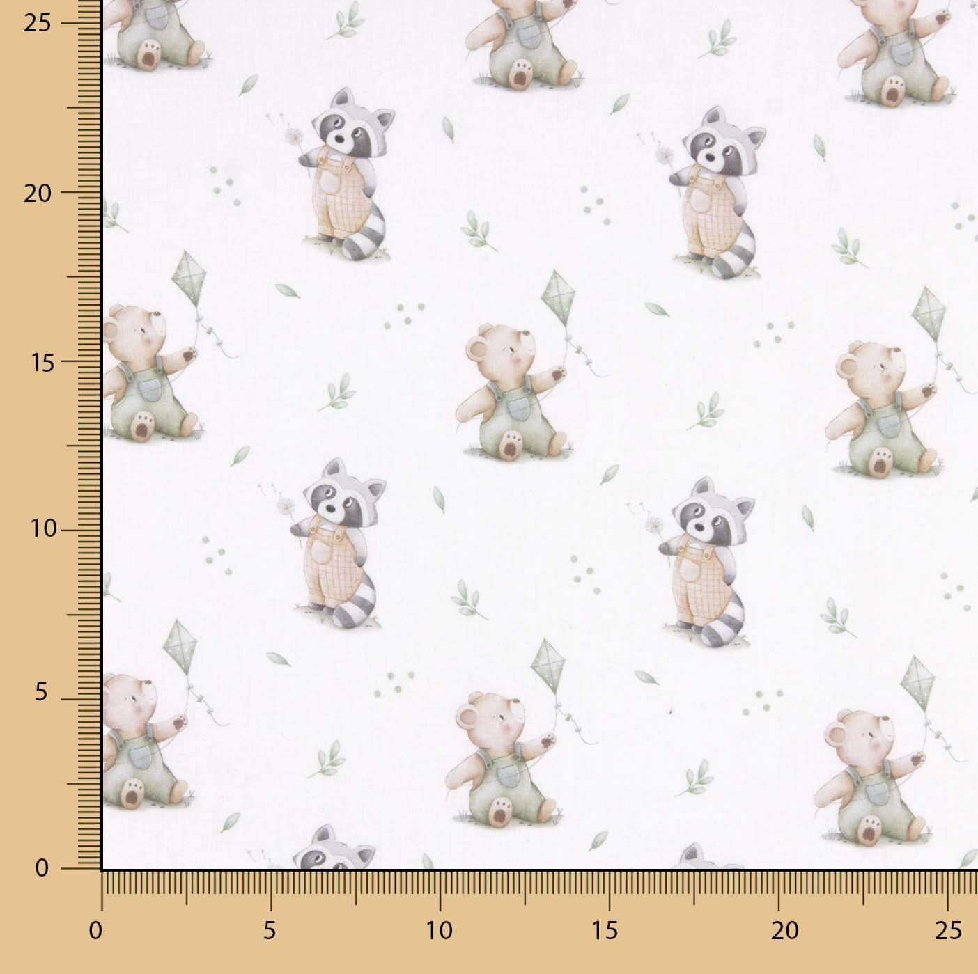 Printed Bear and Raccoon Percale - Ribes y Casals