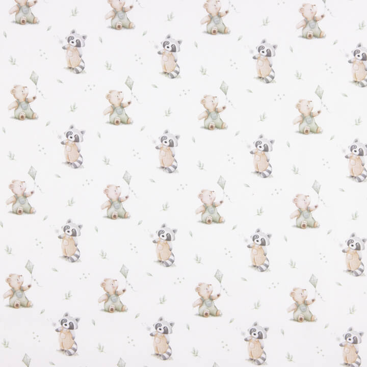 Printed Bear and Raccoon Percale - Ribes y Casals