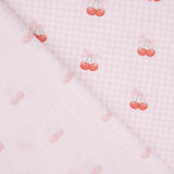 Pink Gingham Cherry Print Percale - Ribes y Casals