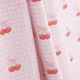 Pink Gingham Cherry Print Percale - Ribes y Casals