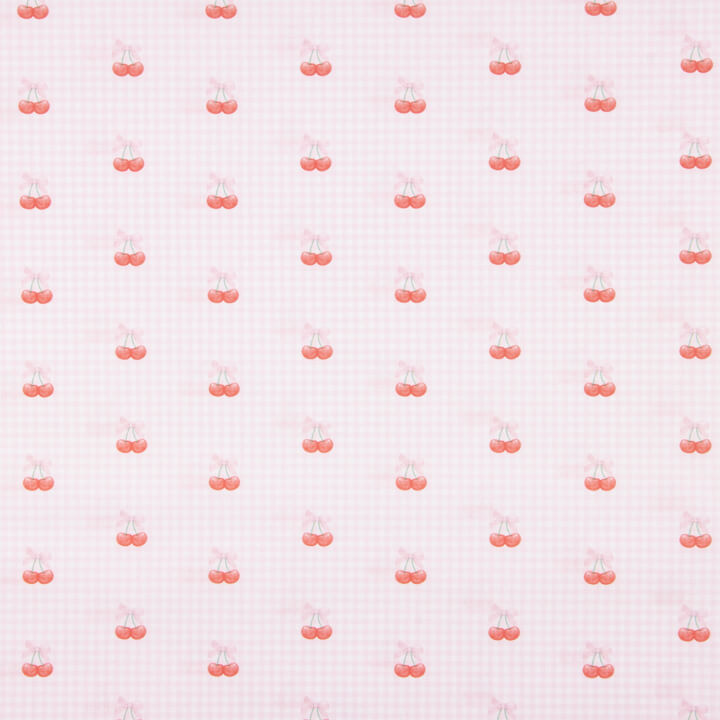 Pink Gingham Cherry Print Percale - Ribes y Casals