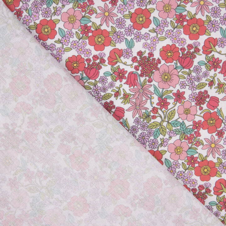 Pink Floral Garden Print Percale - Ribes y Casals