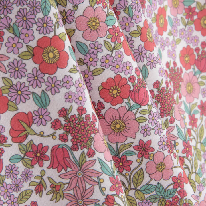 Pink Floral Garden Print Percale - Ribes y Casals