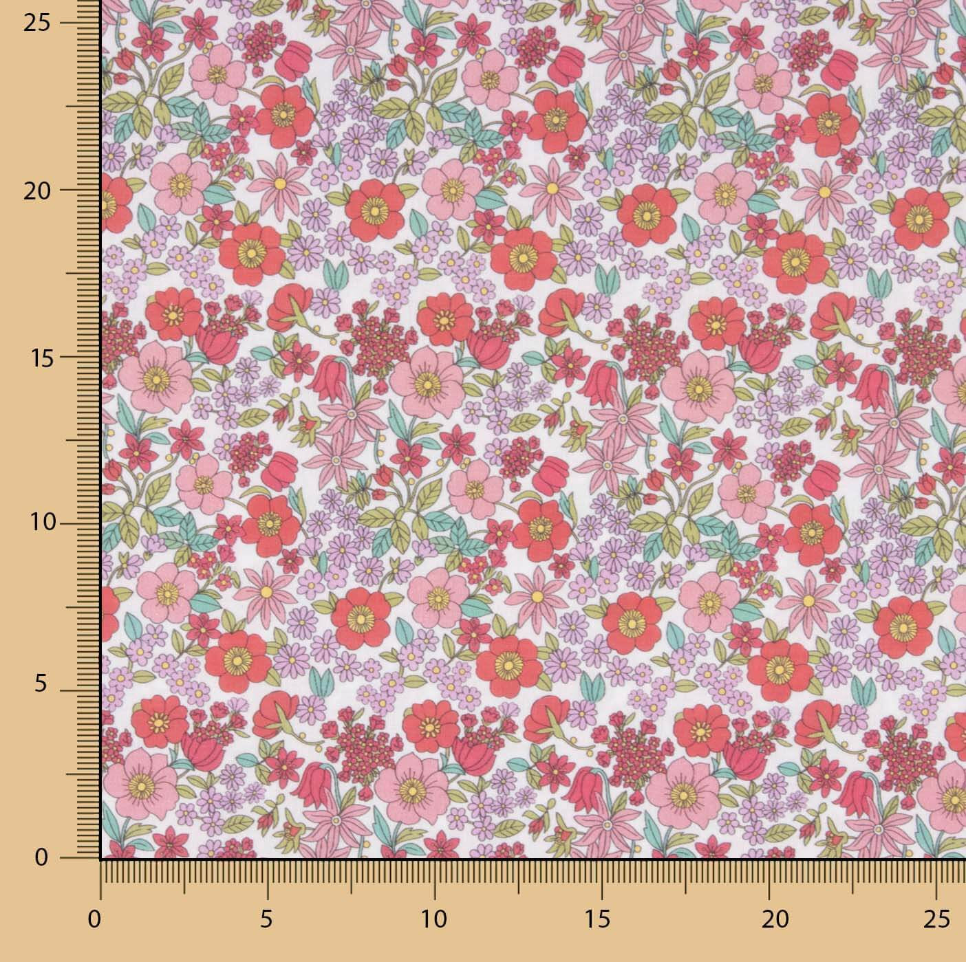 Pink Floral Garden Print Percale - Ribes y Casals