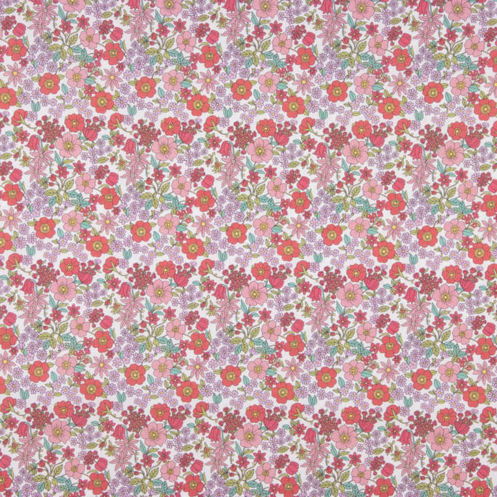 Pink Floral Garden Print Percale - Ribes y Casals