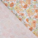Orange Watercolour Floral Print Percale - Ribes y Casals