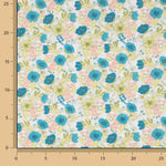 Turquoise Floral Printed Percale - Ribes y Casals