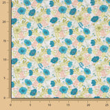 Turquoise Floral Printed Percale - Ribes y Casals