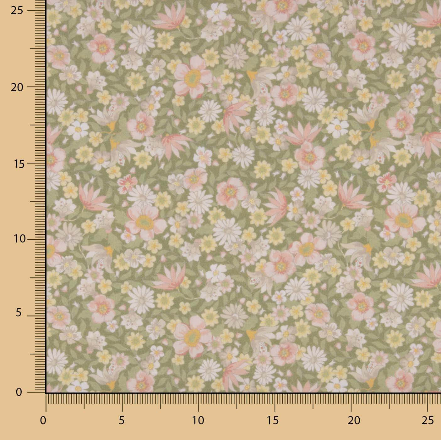 Green Floral Meadow Print Percale - Ribes y Casals