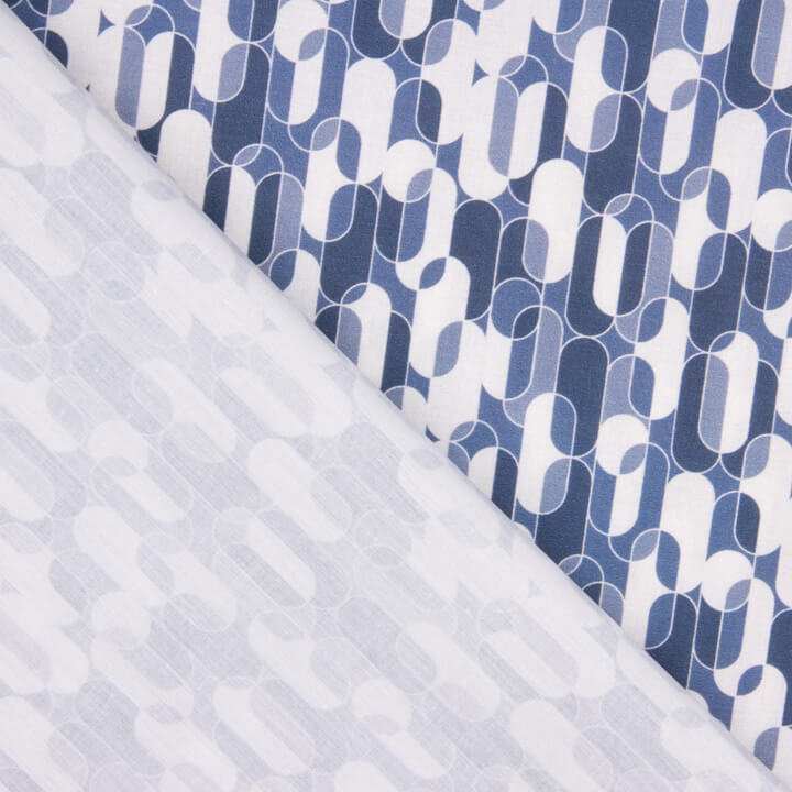 Retro Blue Geometric Print Percale - Ribes y Casals