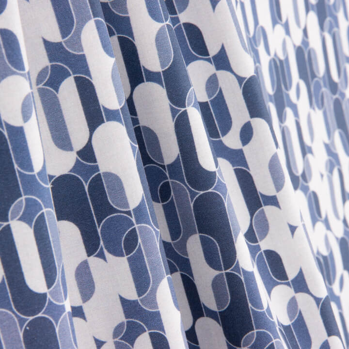 Retro Blue Geometric Print Percale - Ribes y Casals