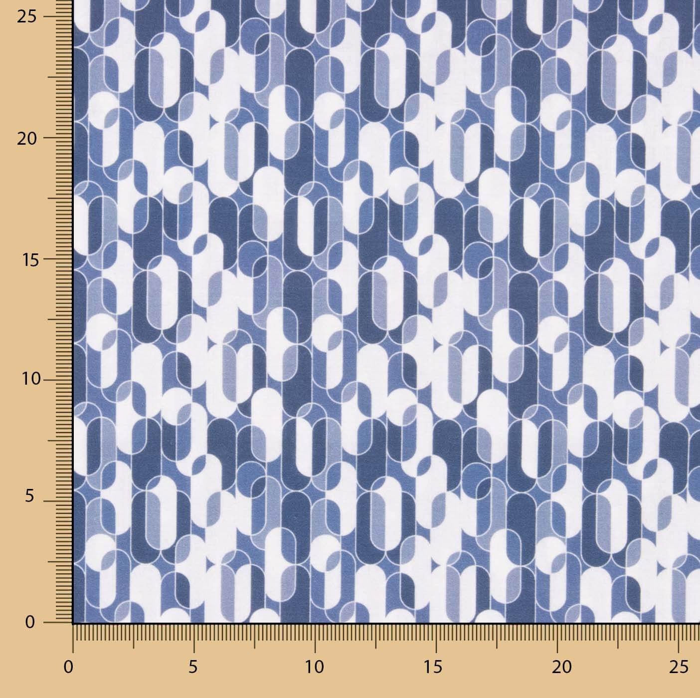 Retro Blue Geometric Print Percale - Ribes y Casals