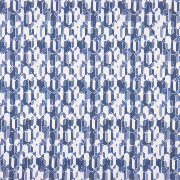 Retro Blue Geometric Print Percale - Ribes y Casals