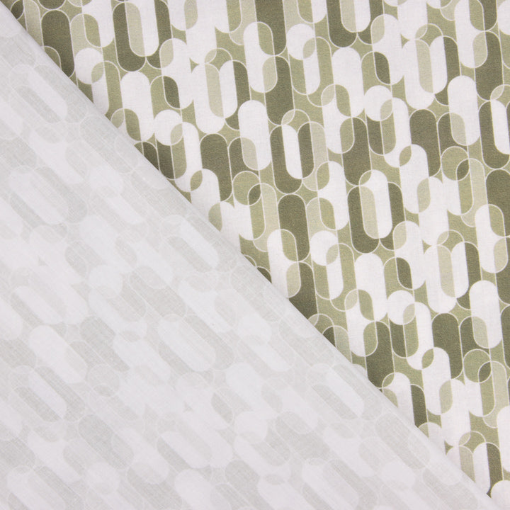 Retro Geometric Printed Percale in Beige - Ribes y Casals