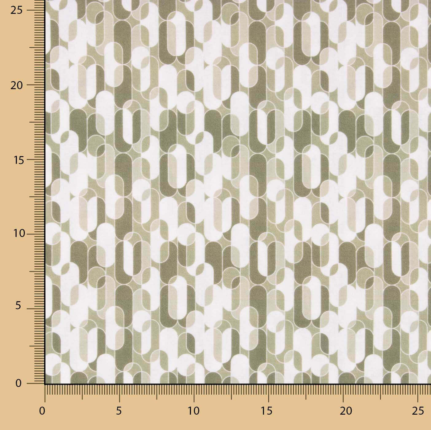 Retro Geometric Printed Percale in Beige - Ribes y Casals