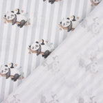 Grey Stripes and Pandas Printed Percale - Ribes y Casals