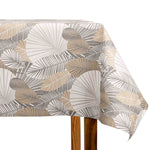 Resin-coated tablecloth with geometric leaves in beige and grey - Ribes y Casals