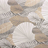 Resin-coated tablecloth with geometric leaves in beige and grey - Ribes y Casals