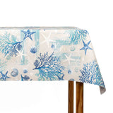 Marine Coral Blue Waxed Tablecloth - Ribes y Casals