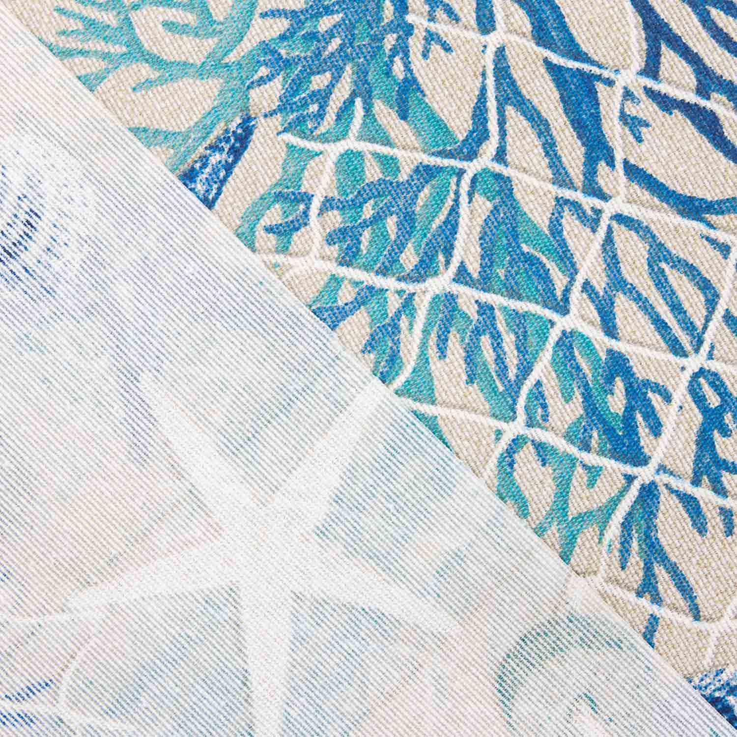 Marine Coral Blue Waxed Tablecloth - Ribes y Casals