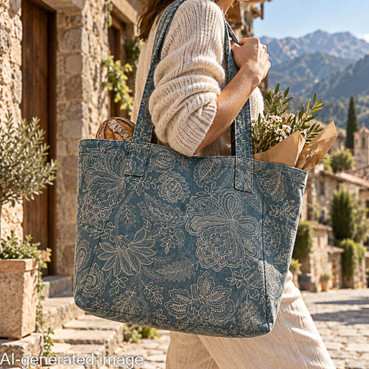Blue Provençal Floral Cotton Canvas - Ribes y Casals