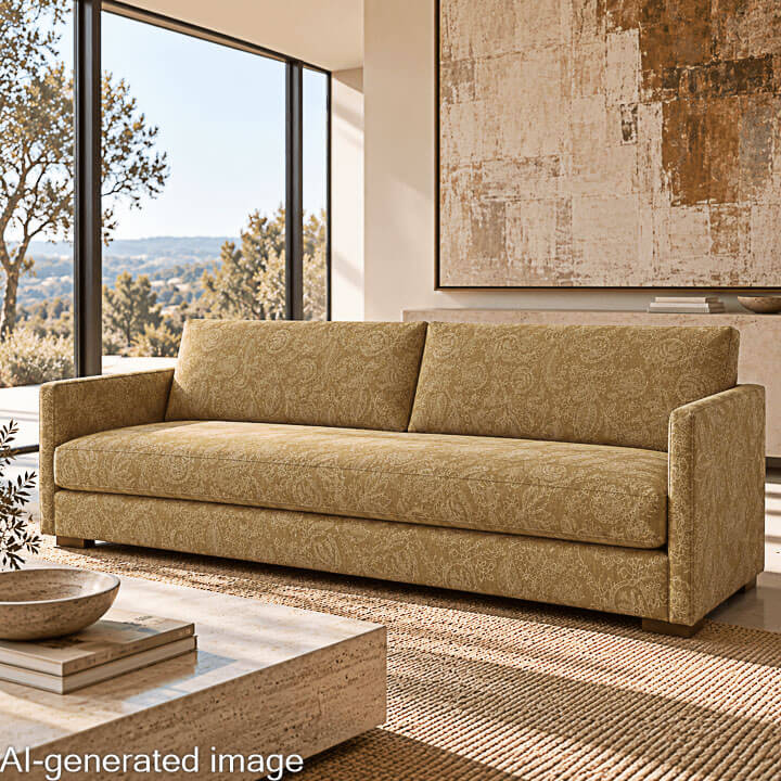 Mustard-coloured Provençal Floral Cotton Canvas - Ribes y Casals