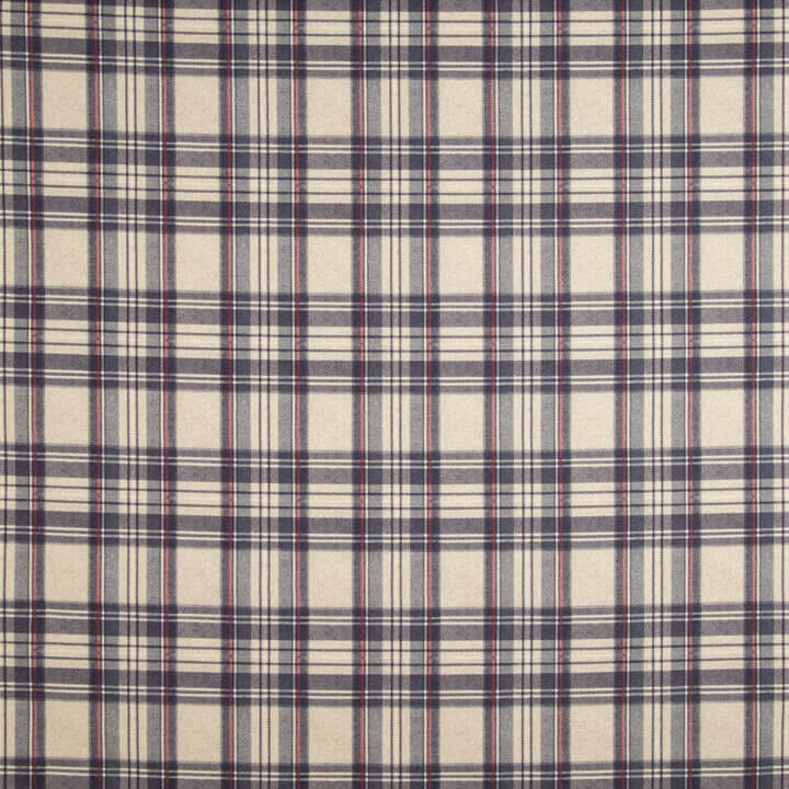 Balmoral Blue Cotton Canvas with Checks - Ribes y Casals