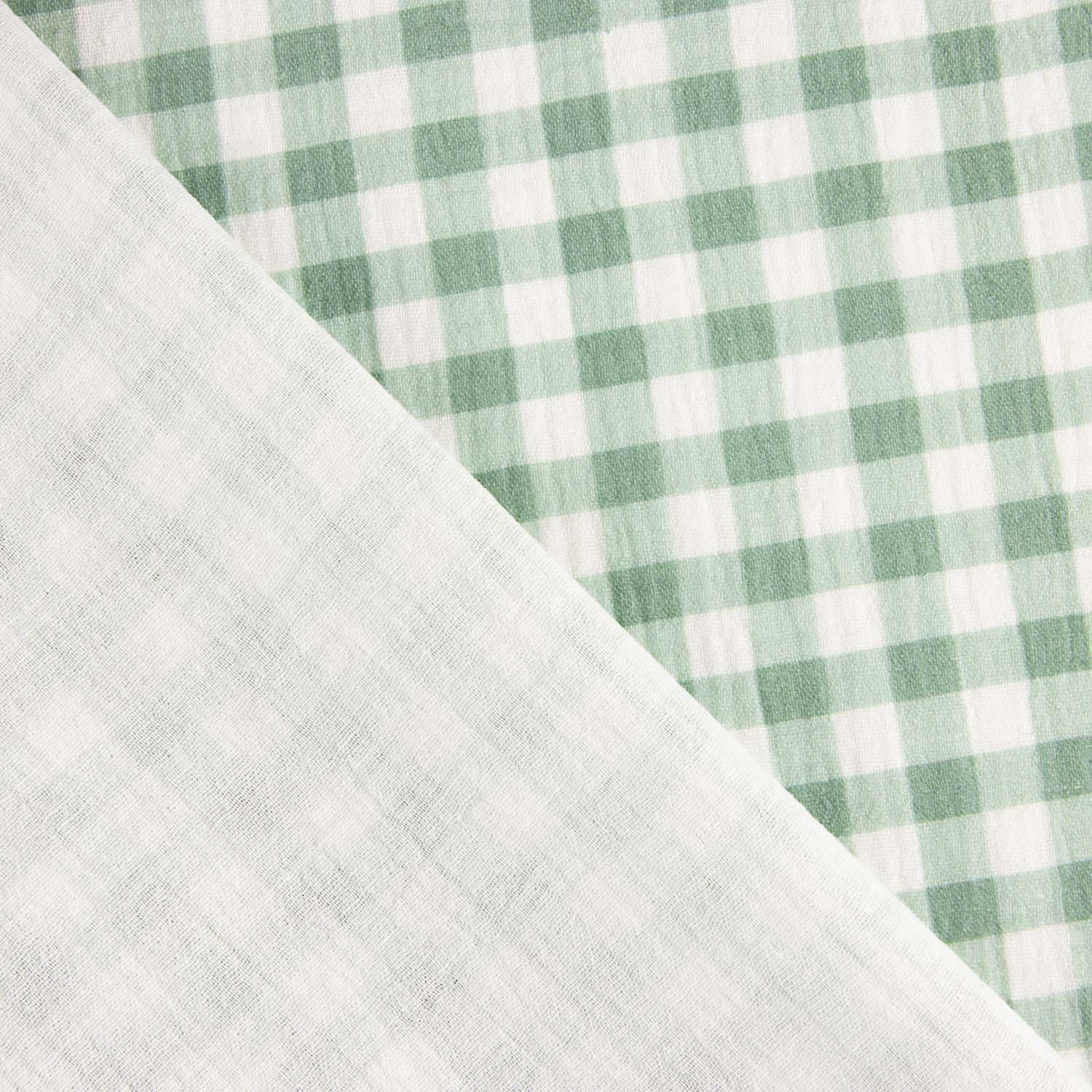 Double Gauze Green Checkered Fabric - Ribes y Casals