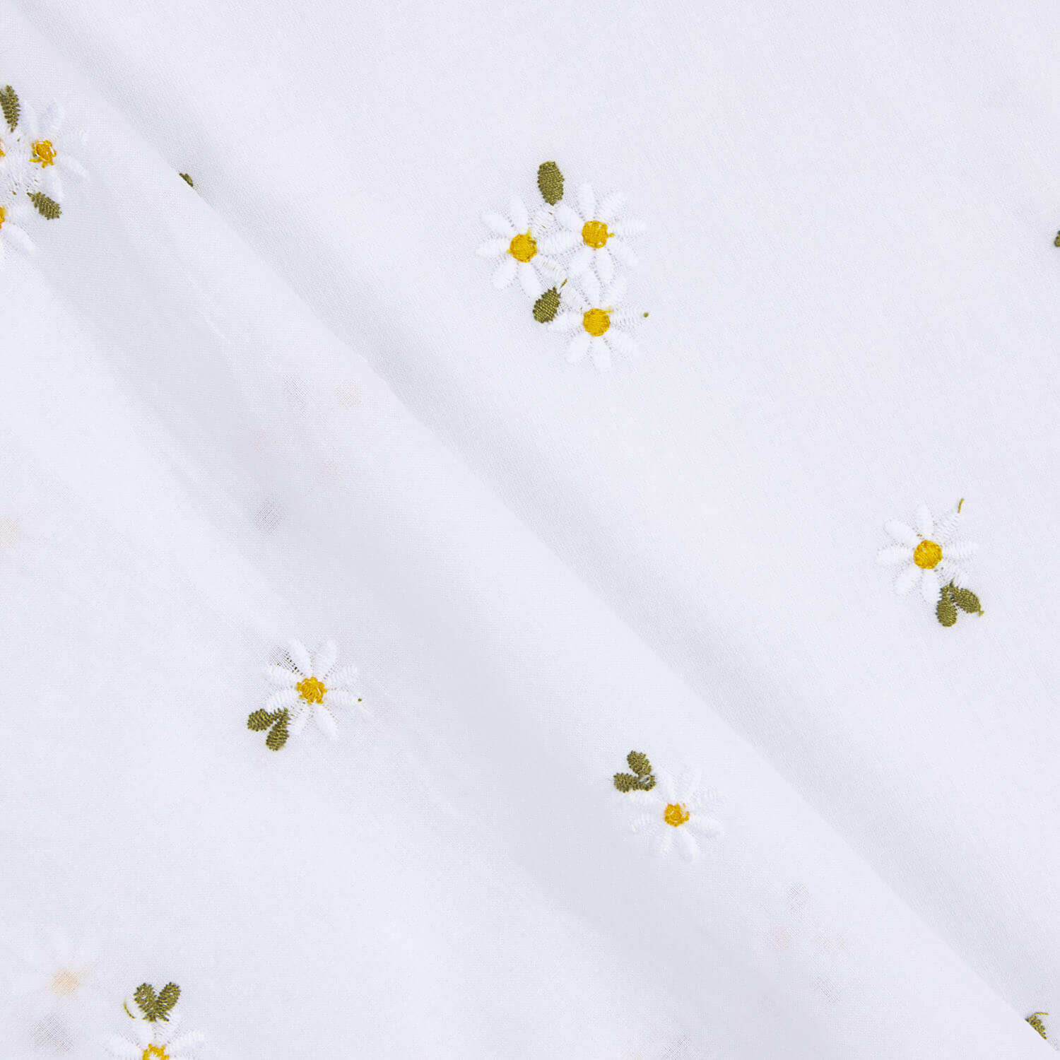 Embroidered Cotton Batista White Daisies - Ribes y Casals