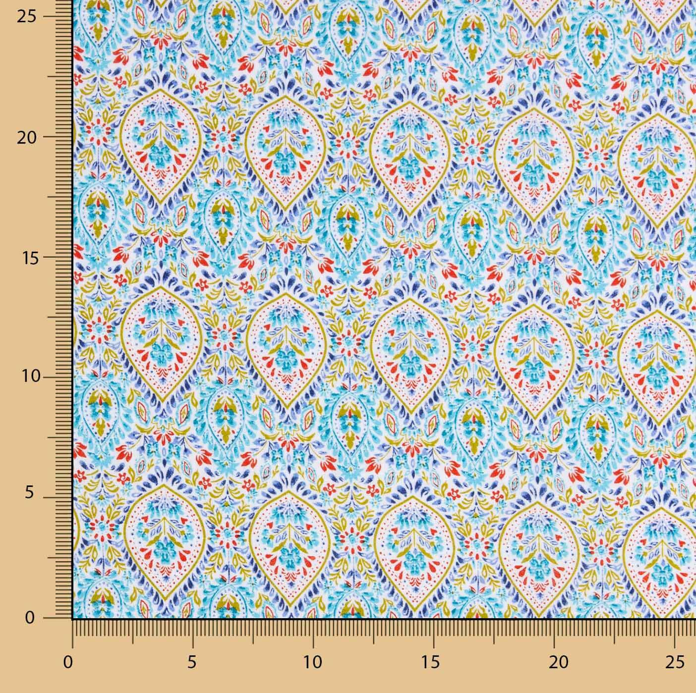 Turquoise Drops Printed Cotton Batiste - Ribes y Casals