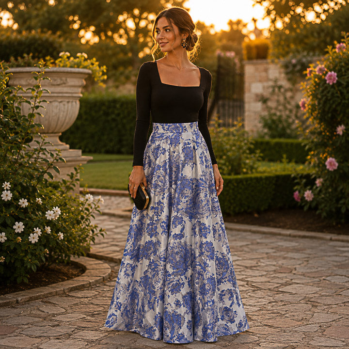 Sapphire Blue Royal Bloom Brocade - Ribes y Casals