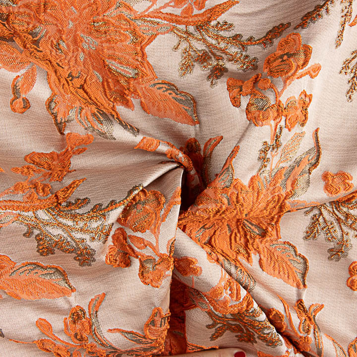 Imperial Coral Sunset Brocade - Ribes y Casals