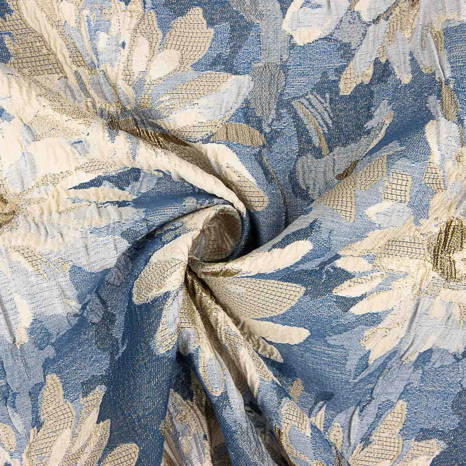 Blue and Gold Floral Brocade Daisies - Ribes y Casals