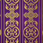 Liturgical Brocade Baroque Cross Purple Gold - Ribes y Casals