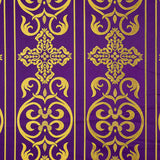 Liturgical Brocade Baroque Cross Purple Gold - Ribes y Casals