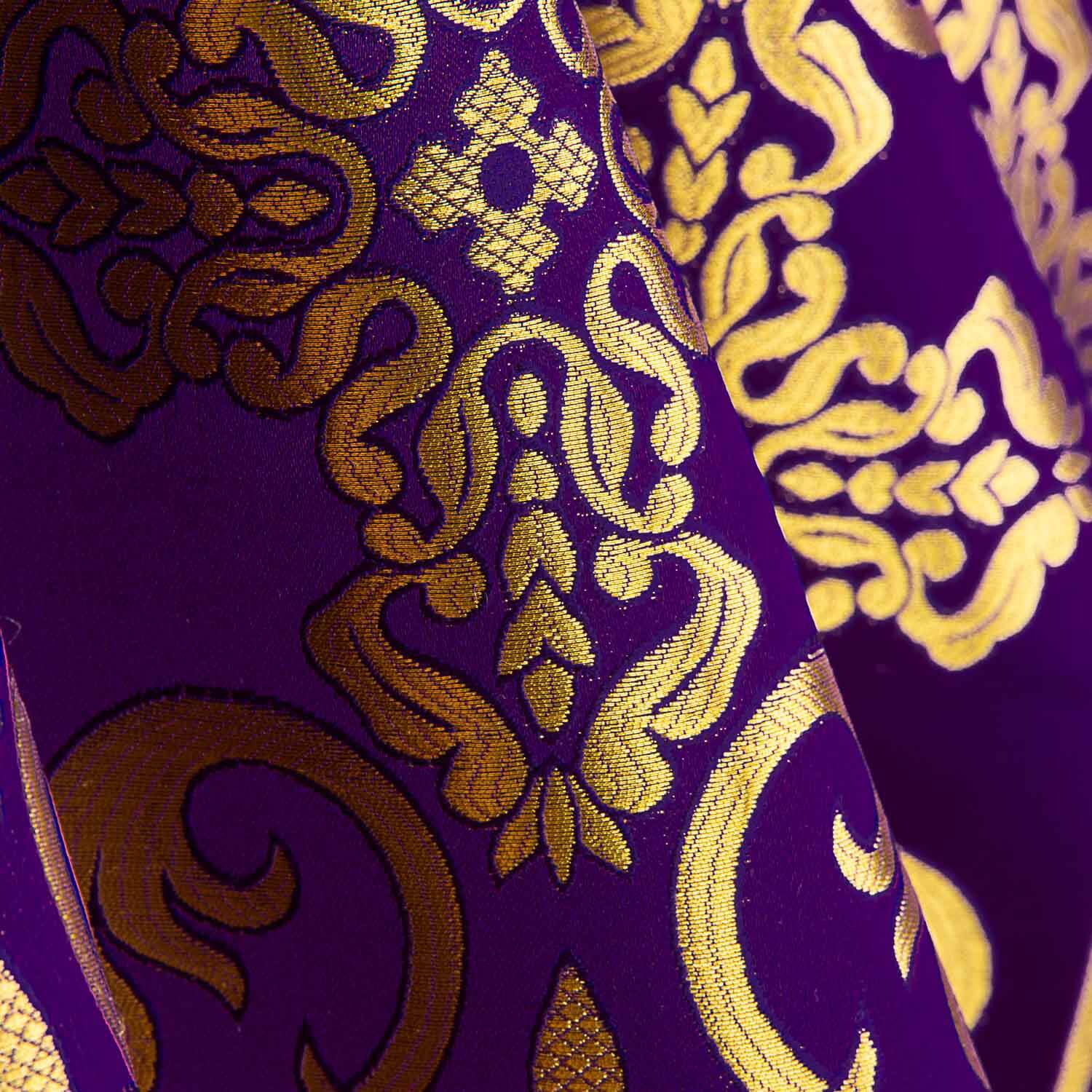 Liturgical Brocade Baroque Cross Purple Gold - Ribes y Casals