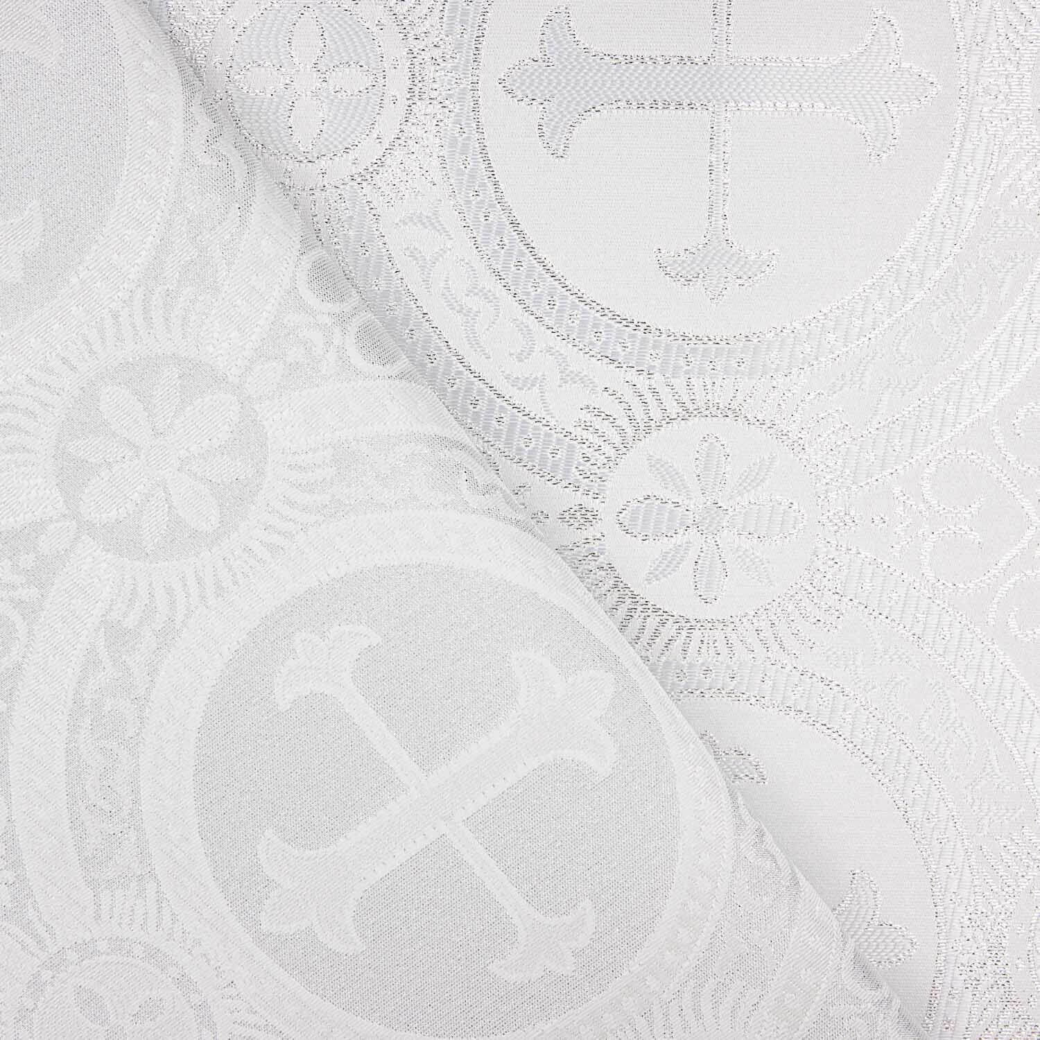 Liturgical Brocade Classic Cross White - Ribes y Casals