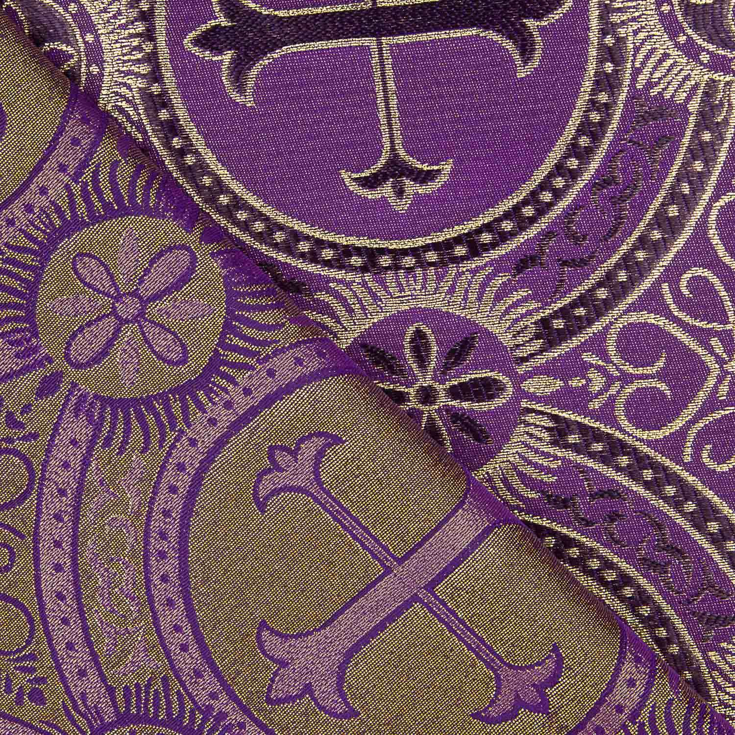 Liturgical Brocade Purple and Gold Ornamental Cross - Ribes y Casals