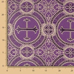 Liturgical Brocade Purple and Gold Ornamental Cross - Ribes y Casals