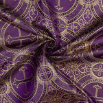 Liturgical Brocade Purple and Gold Ornamental Cross - Ribes y Casals