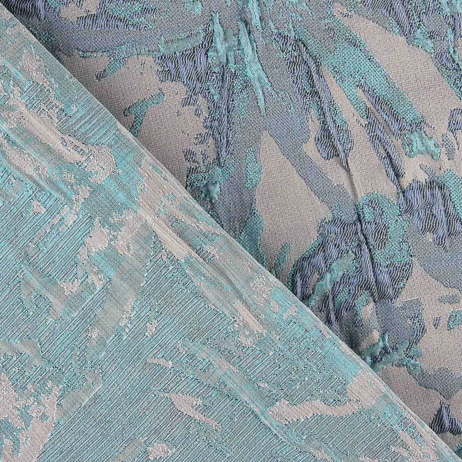 Mauve Aquamarine Leaf Brocade Fabric - Ribes y Casals