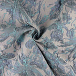 Mauve Aquamarine Leaf Brocade Fabric - Ribes y Casals