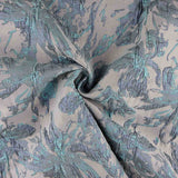 Mauve Aquamarine Leaf Brocade Fabric - Ribes y Casals
