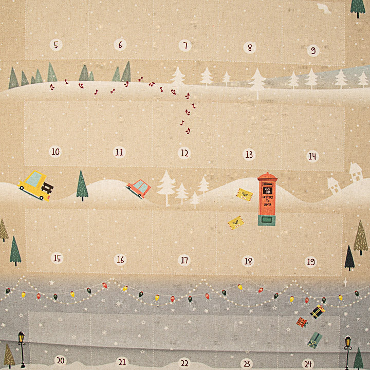 Children's Cotton Advent Calendar Panel: Santa's Adventure – DIY - Ribes y Casals