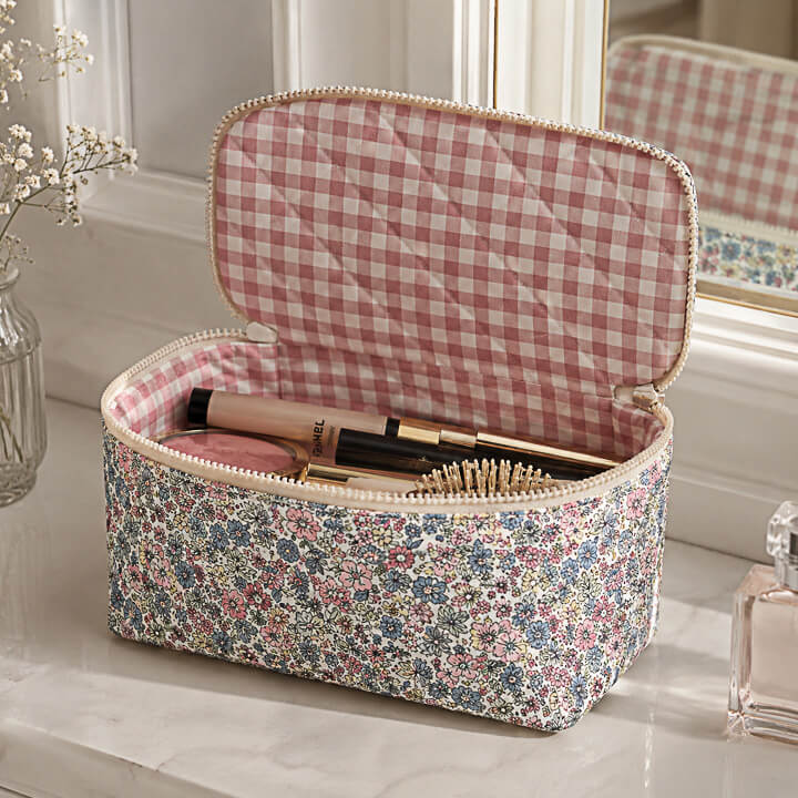 Padded Pink and Multicoloured Gingham Poplin - Ribes y Casals